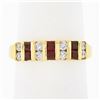 Image 1 : 14K Gold 0.54 ctw Alternating Square Ruby & Round Diamond Channel Set Band Ring