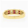 Image 6 : 14K Gold 0.54 ctw Alternating Square Ruby & Round Diamond Channel Set Band Ring