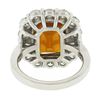Image 7 : NEW Plat. & 18K Gold 10.7 ctw GIA Vivid Orange Sapphire Diamond Halo Cocktail Ri