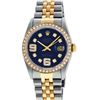 Image 2 : Rolex Mens Two Tone 18K Yellow Gold And Stainless Steel Blue Arabic Diamond 36MM