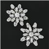Image 2 : Vintage Platinum 6.4 ctw Pear Marquise Diamond Large Snowflake Spray Stud Earrin