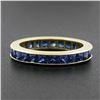 Image 2 : Vintage 18k Gold 3 ctw GIA French Square Cut Sapphire Channel Eternity Band Ring