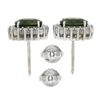 Image 4 : 14K White Gold 3.98 ctw Oval Green Sapphire & Round Diamond Halo Stud Earrings