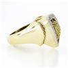 Image 5 : Vintage 14k TT Gold Pave Fancy Yellow & White Diamond Large Wide Dual Heart Ring