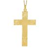 Image 2 : Vintage 18k Yellow Gold Large Hand Engraved Matte Cross Pendant w/ 18.5" Chain