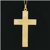 Image 3 : Vintage 18k Yellow Gold Large Hand Engraved Matte Cross Pendant w/ 18.5" Chain