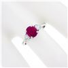 Image 3 : Vintage 18K White Gold GIA NO HEAT Pink Sapphire & Heart Diamond Accents Ring