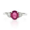 Image 4 : Vintage 18K White Gold GIA NO HEAT Pink Sapphire & Heart Diamond Accents Ring