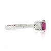 Image 5 : Vintage 18K White Gold GIA NO HEAT Pink Sapphire & Heart Diamond Accents Ring