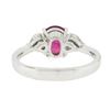 Image 7 : Vintage 18K White Gold GIA NO HEAT Pink Sapphire & Heart Diamond Accents Ring