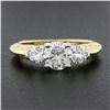 Image 2 : 14K TT Gold Prong Round Brilliant Moissanite 3 Stone Scroll Work Engagement Ring