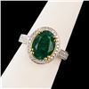 Image 1 : 3.65 ctw Emerald and 0.47 ctw Diamond 18K White and Yellow Gold Ring