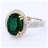 Image 3 : 3.65 ctw Emerald and 0.47 ctw Diamond 18K White and Yellow Gold Ring