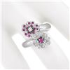 Image 3 : 18k White Gold 0.45 ctw Round Pink Sapphire & Diamond Bypass Flower Cocktail Rin