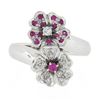 Image 4 : 18k White Gold 0.45 ctw Round Pink Sapphire & Diamond Bypass Flower Cocktail Rin