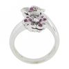 Image 8 : 18k White Gold 0.45 ctw Round Pink Sapphire & Diamond Bypass Flower Cocktail Rin