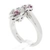 Image 9 : 18k White Gold 0.45 ctw Round Pink Sapphire & Diamond Bypass Flower Cocktail Rin
