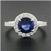 Image 2 : NEW Platinum 2.21 ctw GIA Ceylon Round Blue Sapphire Brilliant Diamond Halo Ring