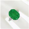 Image 3 : Vintage Platinum 12.16 ctw AGL Emerald Cut Colombian Emerald Diamond Cocktail Ri