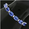Image 1 : NEW 14k Gold 37.71 ctw Alternating Oval Tanzanite & Round Diamond Tennis Bracele