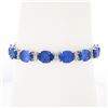 Image 2 : NEW 14k Gold 37.71 ctw Alternating Oval Tanzanite & Round Diamond Tennis Bracele