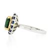 Image 6 : 18k TT Gold 2.83 ctw GIA Oval Green Tsavorite & Round Sapphire Halo Cocktail Rin