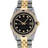 Image 3 : Rolex Mens Two Tone Black Diamond String Lugs And Sapphire Datejust Wristwatch