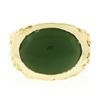 Image 4 : Vintage Mens 14K Yellow Gold Oval Cabochon Green Jade Sideways Nugget Band Ring