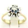 Image 4 : 14k Yellow & White Gold 0.65 ctw Diamond Sapphire 3 Tiered Starburst Cluster Rin