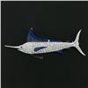 Image 2 : Vintage Platinum 3.5-4 ctw Pave Diamond w/ Enamel Blue Marlin Detailed Pin Brooc