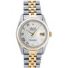 Image 2 : Rolex Mens Two Tone Yellow Gold And Stainless Steel White Roman Datejust Wristwa