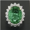 Image 2 : QUALITY Platinum 18k Gold 17.34 ctw AGL Large Oval Emerald & Diamond Halo Ring