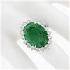 Image 3 : QUALITY Platinum 18k Gold 17.34 ctw AGL Large Oval Emerald & Diamond Halo Ring