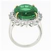 Image 8 : QUALITY Platinum 18k Gold 17.34 ctw AGL Large Oval Emerald & Diamond Halo Ring