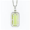 Image 6 : 18K White Gold Rectangular Lemon Quartz Diamond Encrusted Bail Pendant Necklace
