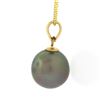 Image 5 : 14K Yellow Gold 11.5mm Tahitian Gray Pearl Solitaire Pendant 18 Chain Necklace