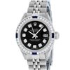 Image 2 : Rolex Ladies Stainless Steel Black Diamond And Channel Set Sapphire Wristwatch
