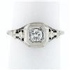 Image 2 : Antique Art Deco 18k White Gold European Diamond Floral Filigree Engagement Ring