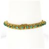 Image 2 : Vintage 18k Gold Round Cabochon Turquoise Twisted Wire Textured Link Bracelet