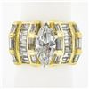 Image 1 : 18k Gold 3.97 ctw GIA Marquise Diamond w/ Baguette Sides Wide Engagement Ring