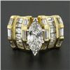 Image 2 : 18k Gold 3.97 ctw GIA Marquise Diamond w/ Baguette Sides Wide Engagement Ring