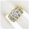 Image 3 : 18k Gold 3.97 ctw GIA Marquise Diamond w/ Baguette Sides Wide Engagement Ring