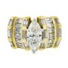 Image 4 : 18k Gold 3.97 ctw GIA Marquise Diamond w/ Baguette Sides Wide Engagement Ring
