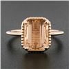 Image 2 : NEW 14k Rose Gold 3.13 ctw Emerald Cut Morganite Solitaire Twisted Wire Work Rin