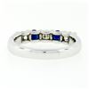 Image 7 : New 14K Gold .89 ctw Round Brilliant Diamond Sapphire U Setting Wedding Band Rin