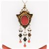 Image 5 : Antique Victorian 14K Gold High Relief Carved Coral Cameo & Bead Dangle Pendant