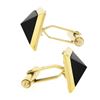Image 5 : Vintage 18K Yellow Gold Pyramid Cut Bezel Black Onyx Square Swivel Cuff Links