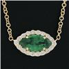 Image 3 : NEW 18k Gold .78 ctw GIA Marquise Emerald Solitaire Diamond Halo Pendant Necklac