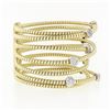 Image 5 : 18k Solid Gold 1.52in. Wide Cable Crossover Pave Diamond Cuff Flexible Bracelet