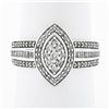 Image 1 : 10k White Gold 0.78 ctw Round Prong Diamond Marquise Shaped Cluster Promise Ring